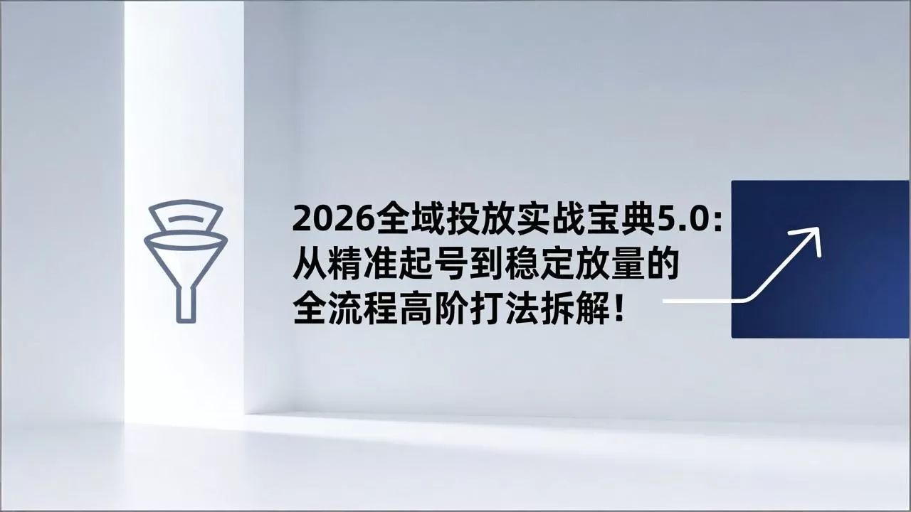 2026全域投放实战宝典5.0：从精准起号到稳定放量的全流程高阶打法拆解！